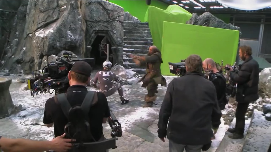 Michael M. Foster fighting Dwalin, behind the scenes