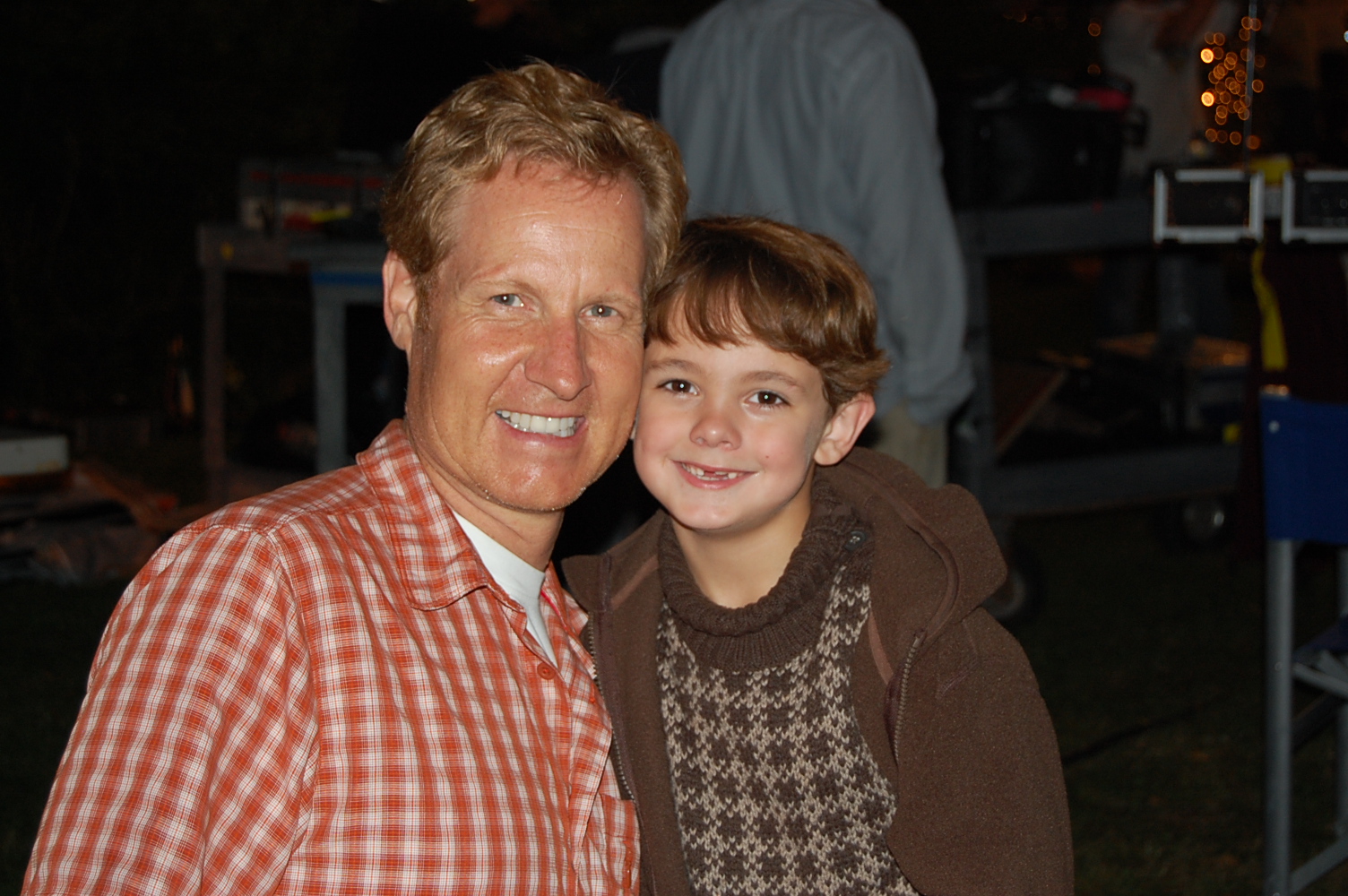Max Charles with Brent Shields (Executive Producer) on the set of Hallmarks November Christmas.