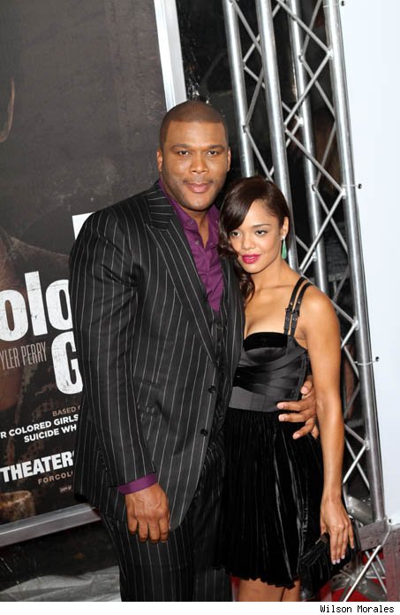 Tessa Thompson and Tyler Perry attend the premiere of 