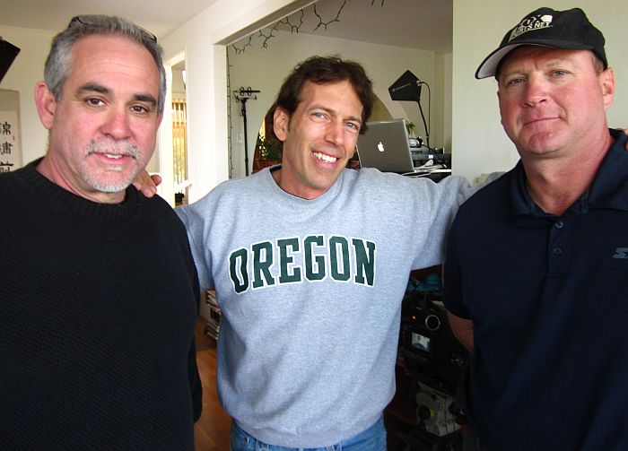 With DP Eddie Abalo, left, and camera operator Russ Sindt on the set of 