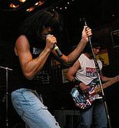 As Joey Ramone at Monk's, Salt Lake City, with Roger Knox (as Dee Dee Ramone.