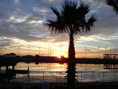 The sun rises over Lake Lloyd, inside the track at Daytona International Speedway, January 2010. I still can't believe I got up that early, but I'm glad my producer made me (thanks Matthew!) -- it was an incredible morning.