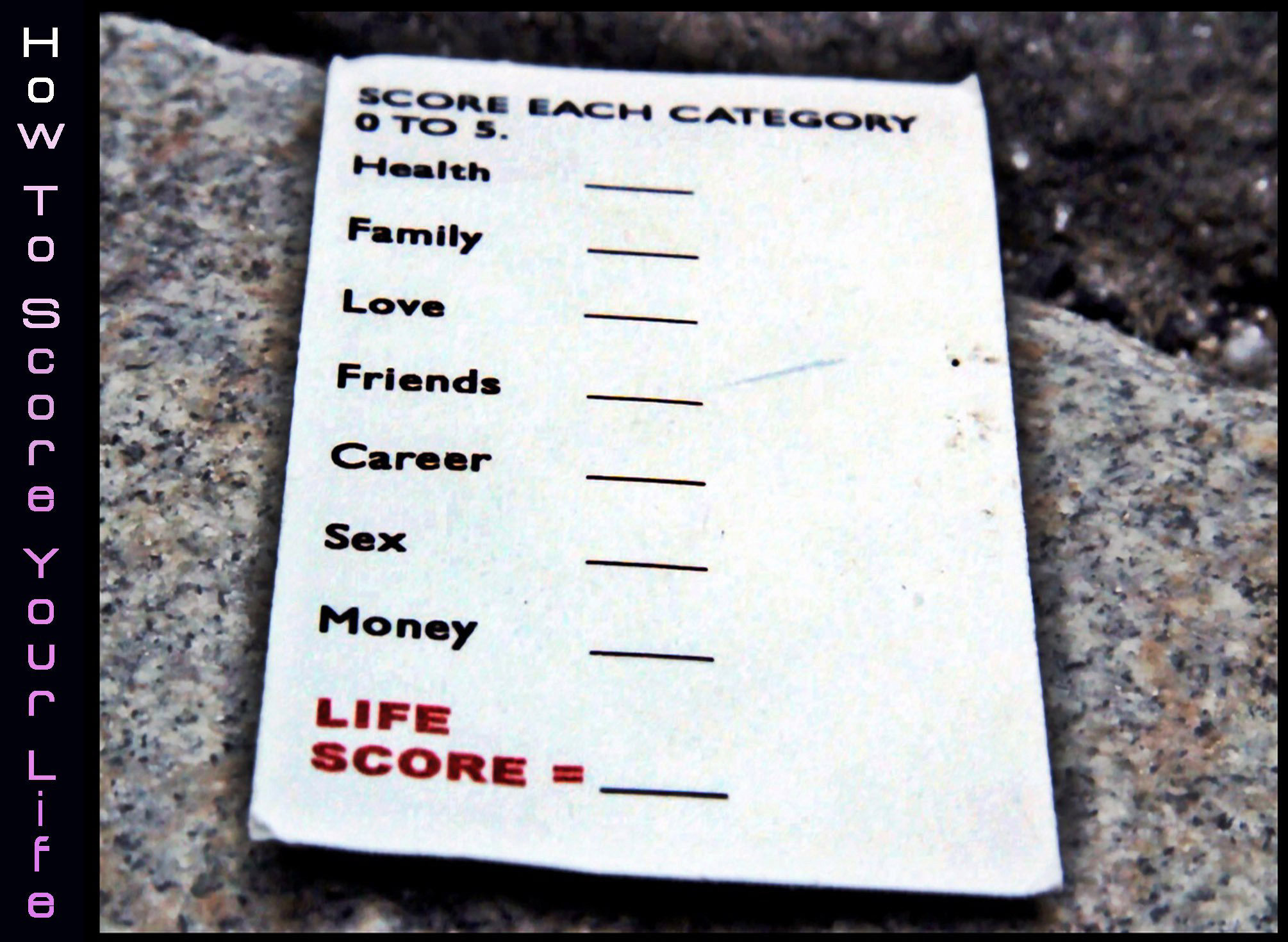 Still of Life Scoring Card used in How To Score Your Life