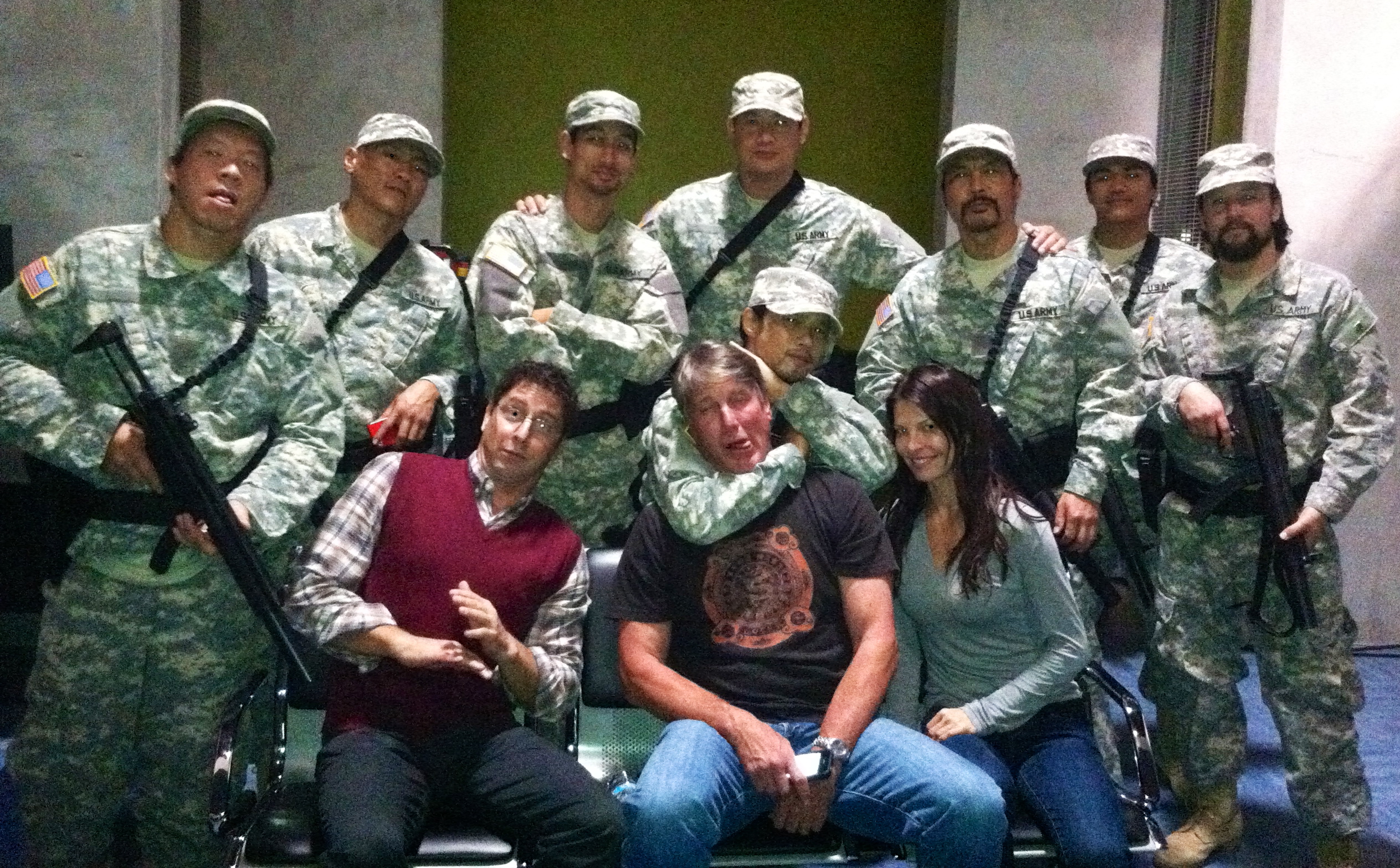 With the amazing stunt crew on set of Intelligence.