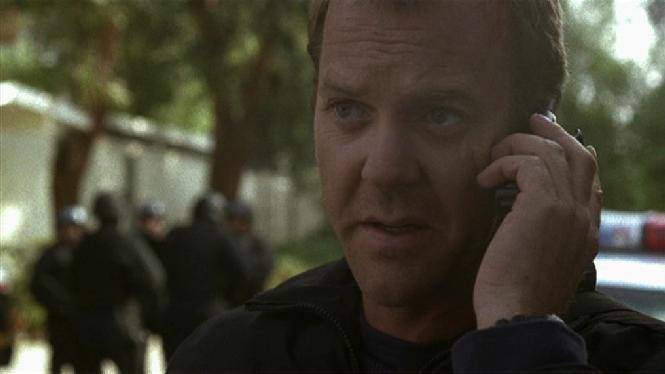 SWAT4HIRE as CTU Officers on 24, Season 2, behind Kiefer Sutherland in this production photo. Tactical Casting provided by Patricia Homan Davila of SWAT4HIRE