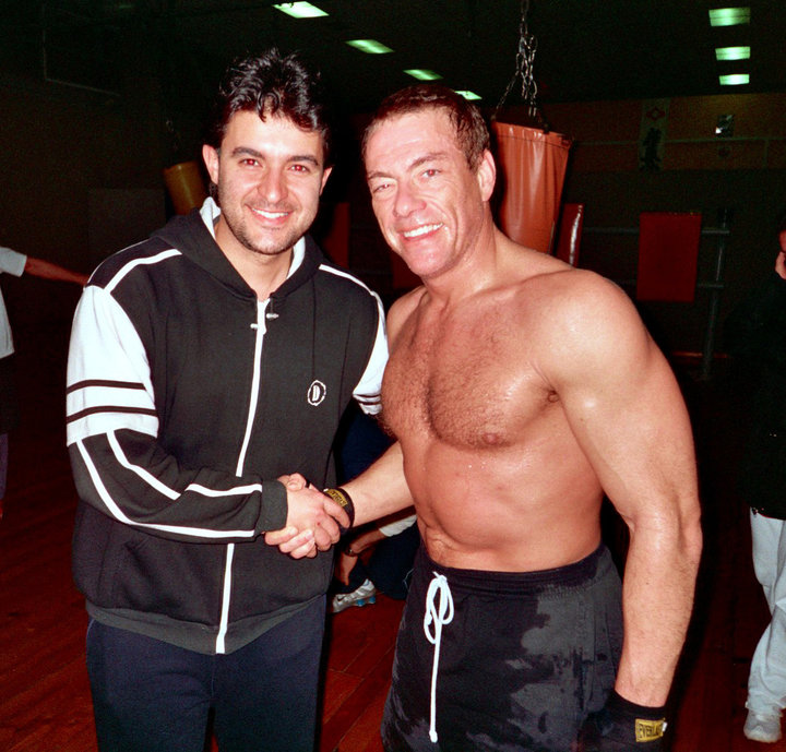 Shero Rauf with Jean Claude Van Damme while stunt training for the movie The Shepherd: Border Patrol