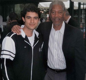 Shero Rauf With Morgan Freeman in the wrap party for the movie The Contract