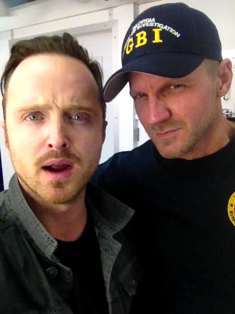 Aaron Paul and I on the set of Triple 9