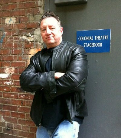 Mike Boland at the stage door of the Colonial Theatre in Boston while playing Officer Krupke in the Broadway tour of West Side Story.