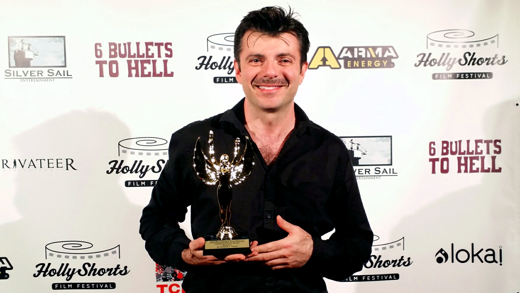Fernando receiving the AUDIENCE AWARD at the Chinese Theater in Hollywood for 'Doradus'. Hollyshorts Film Festival winner 2014