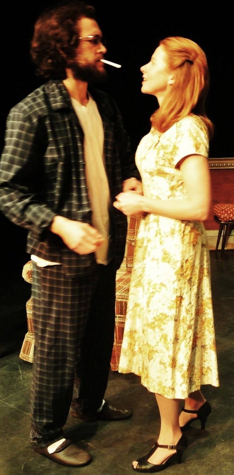 Actors Leigh Ann Taylor (as Meg) & Julian Fiset (as Stanley) in MTM's production of The birthday Party by Harold Pinter. 2013