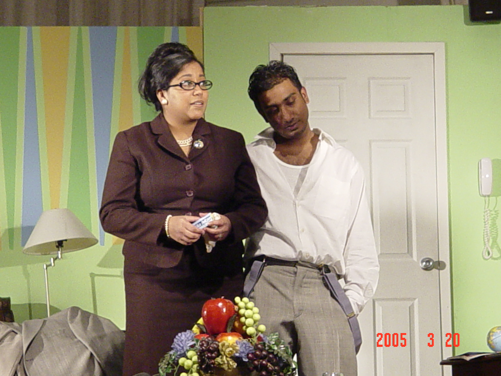 On stage as Mrs. Baker in Neil Simon's Come Blow Your Horn, with Frankie Sooknanan as Alan Baker