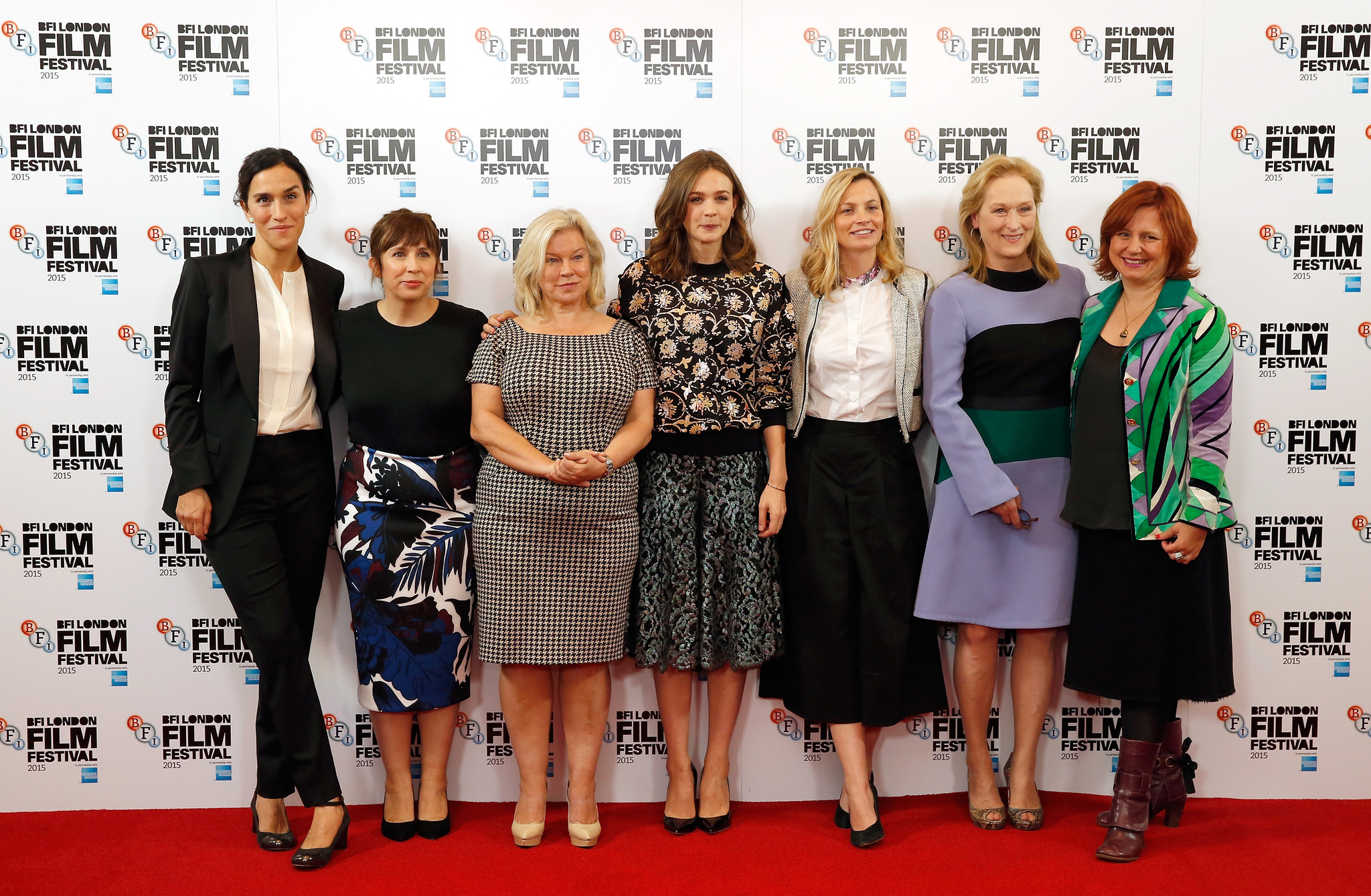 Meryl Streep, Sarah Gavron, Abi Morgan, Alison Owen, Carey Mulligan, Faye Ward and Clare Stewart at event of Suffragette (2015)