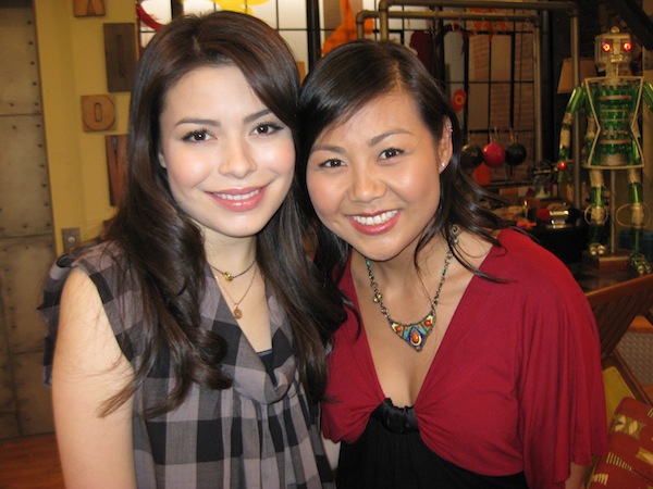 on the set of iCarly with Miranda Cosgrove