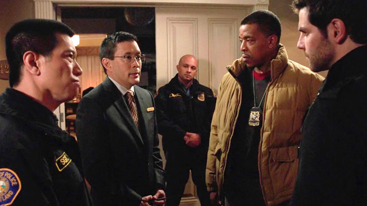Still of Reggie Lee, Scott Takeda, Russell Hornsby, and David Giuntoli in Grimm and Cry Havoc