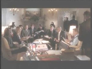 Steve sitting on couch second from the left of Martin Sheen on episode 8 season 6 of The West Wing.