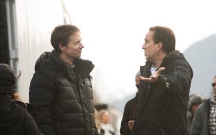 Nicolas Cage and Scott Walker on the set of The Frozen Ground.