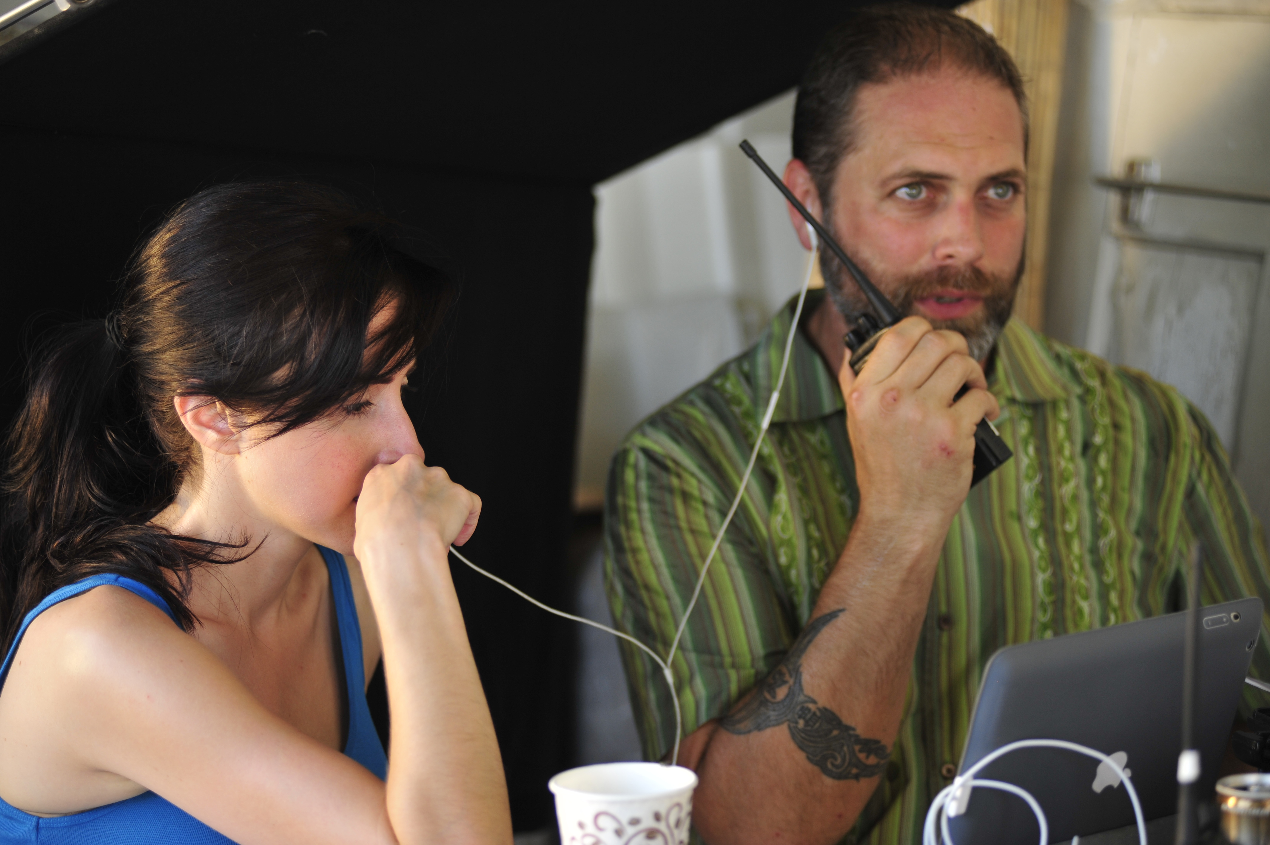 Director Shane Sooter and Producer Cassandra Arza Pelan on the set of AHA.