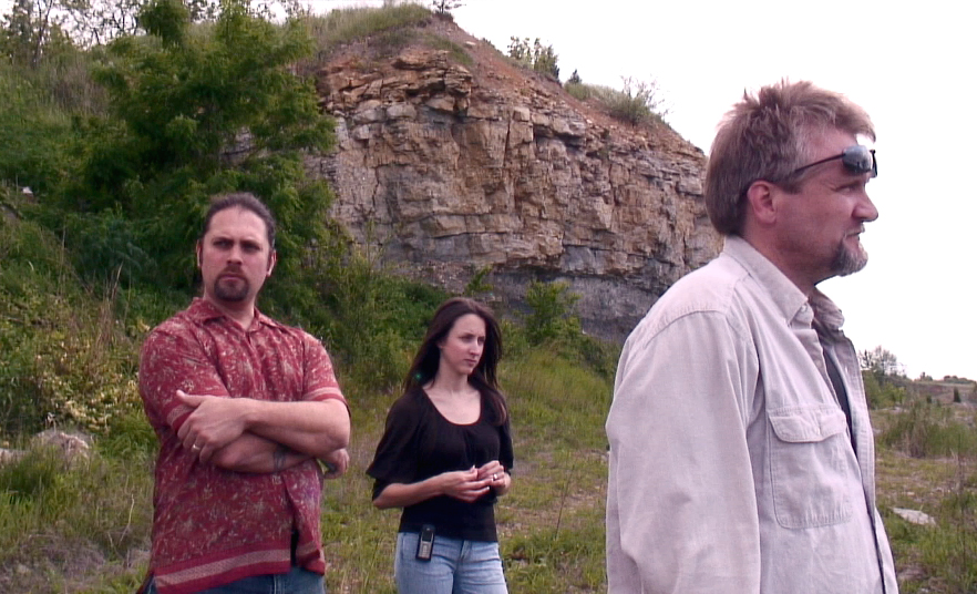 Shane Sooter, Cassandra Arza Pelan, and Kevin Bryan scout a quarry in Louisville, KY, for The Easter Experience.