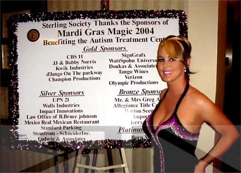 Actress/Model Robin Arcuri attends Mardi Gras Magic 2004 Charity Ball, benefiting the Autism Treatment Center.