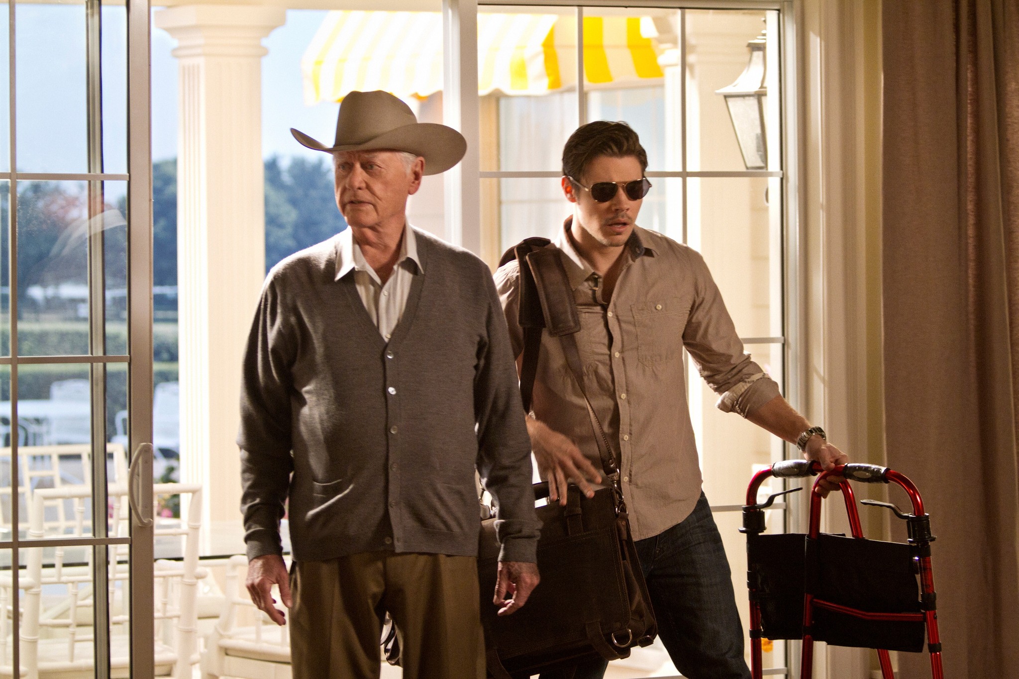 Still of Larry Hagman and Josh Henderson in Dallas (2012)