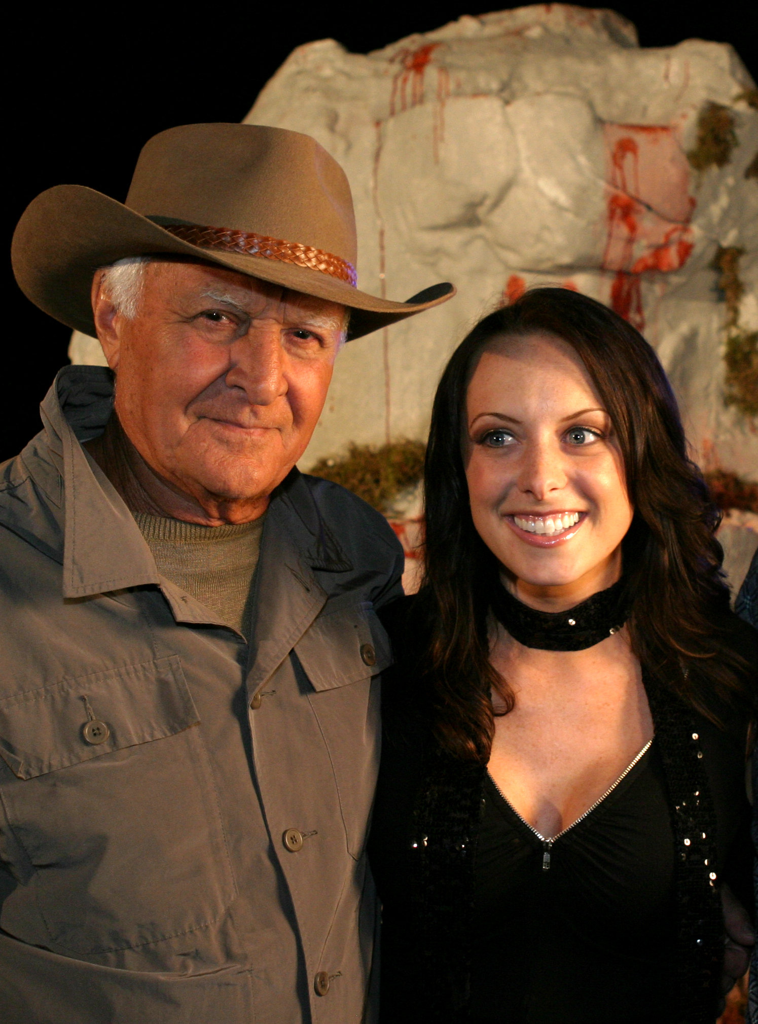 Robert Loggia and Danielle Arnold on the set of Her Morbid Desires, a segment of The Boneyard Collection.