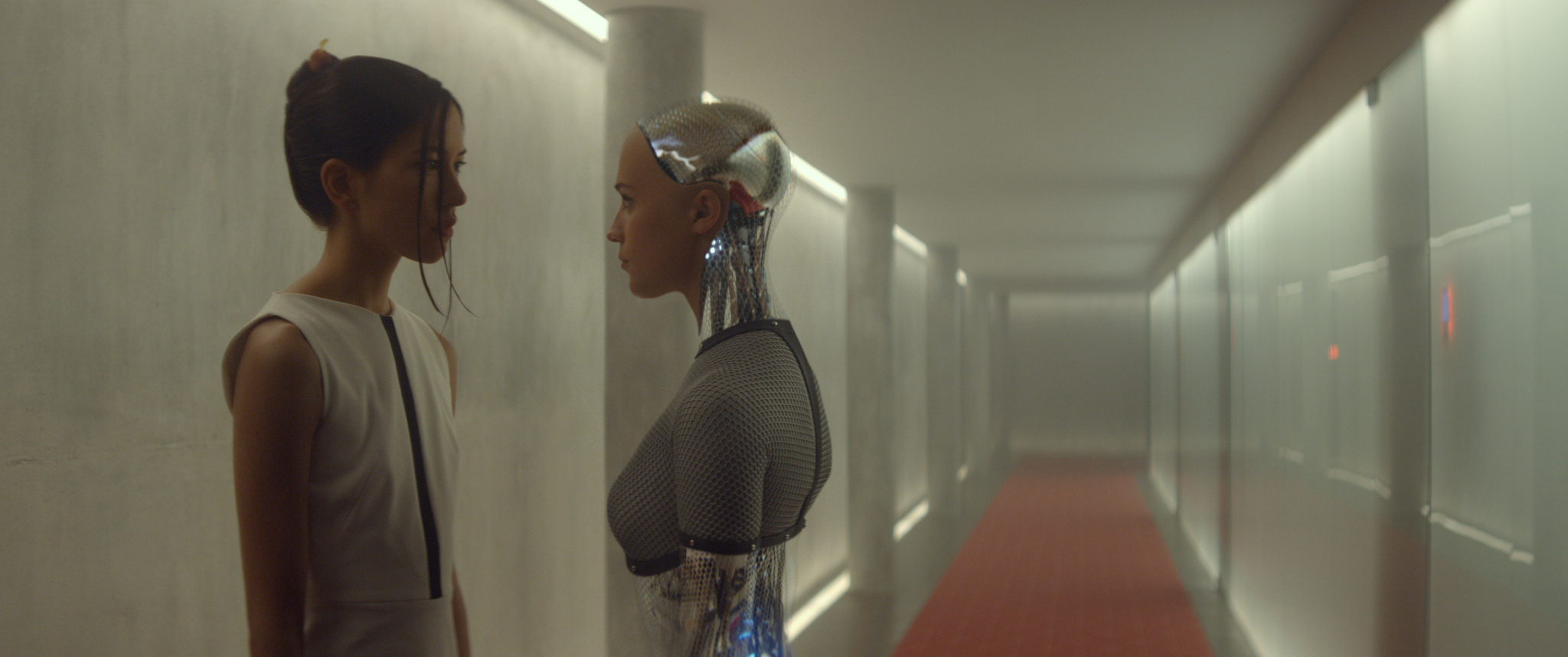 Still of Face to Face and Alicia Vikander in Ex Machina (2015)