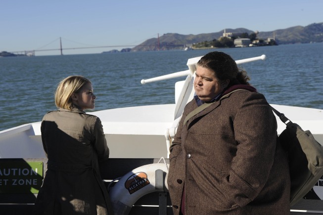 Still of Jorge Garcia and Sarah Jones in Alcatraz (2012)