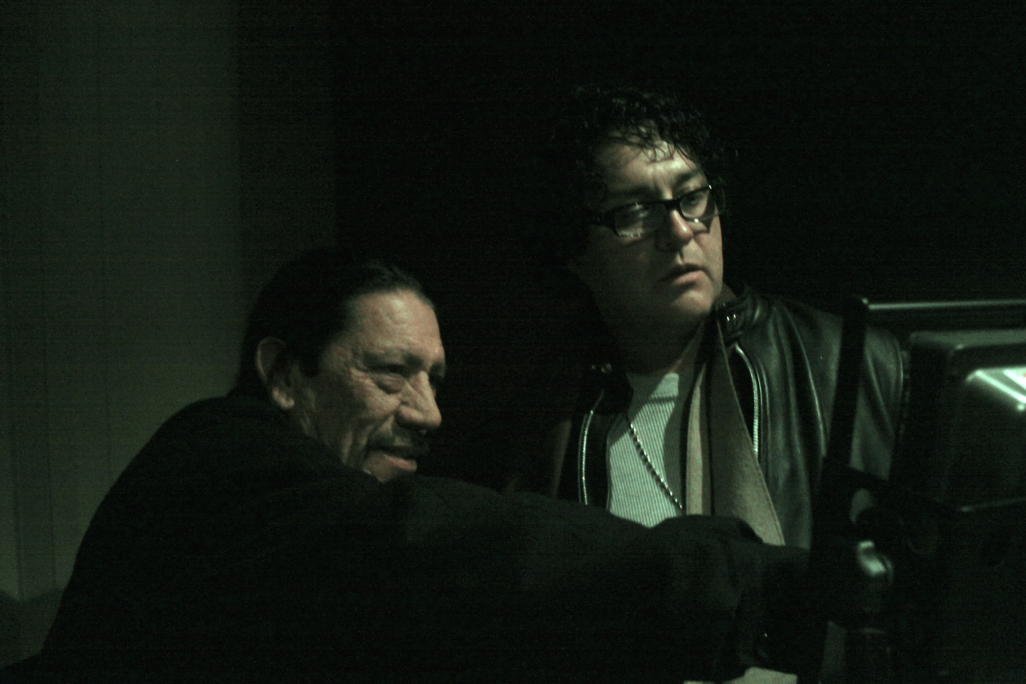 Danny Trejo,Gil Medina on the set of Vengeance