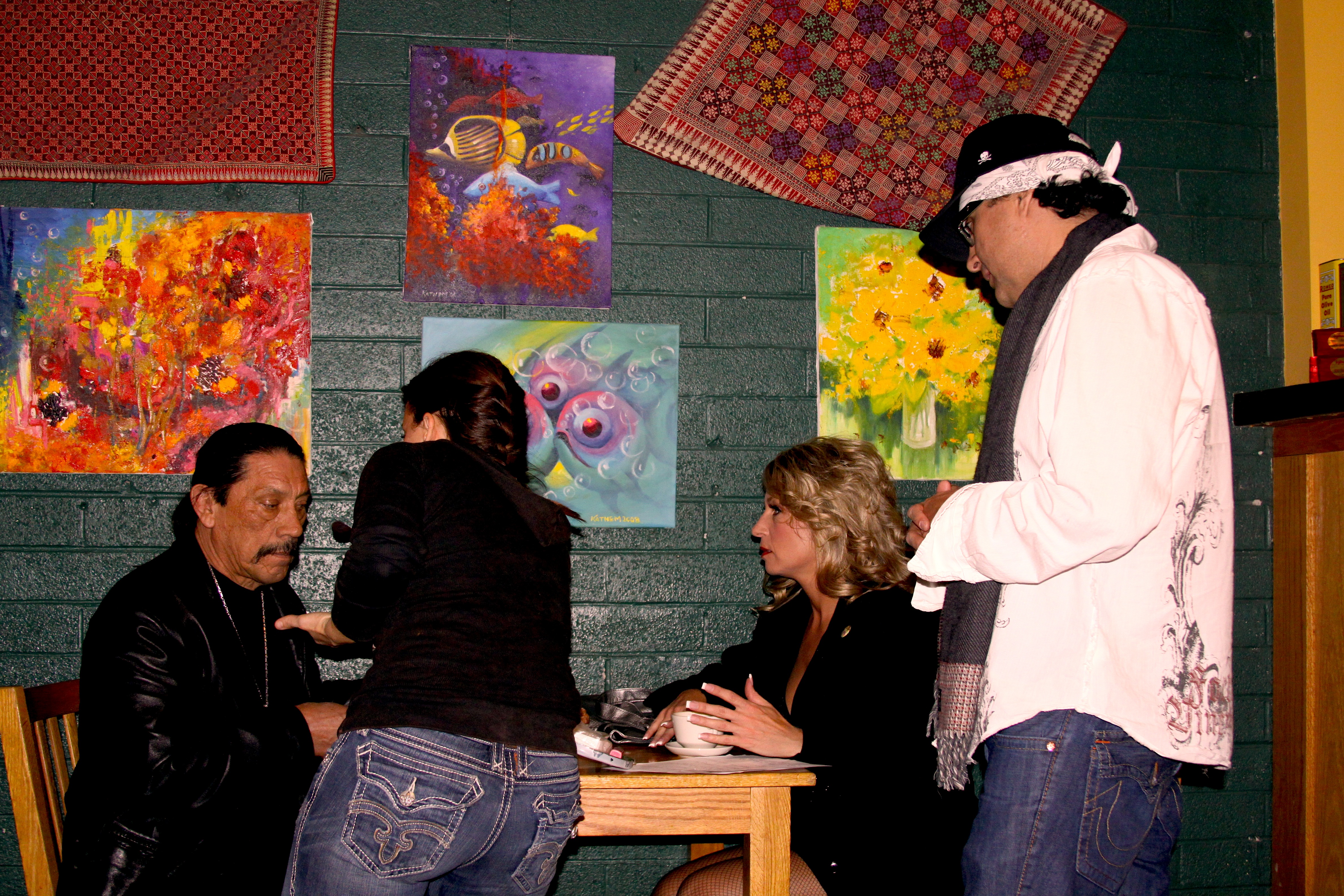 Danny trejo,Monika Zajac,Gil Medina on the set of Vengeance