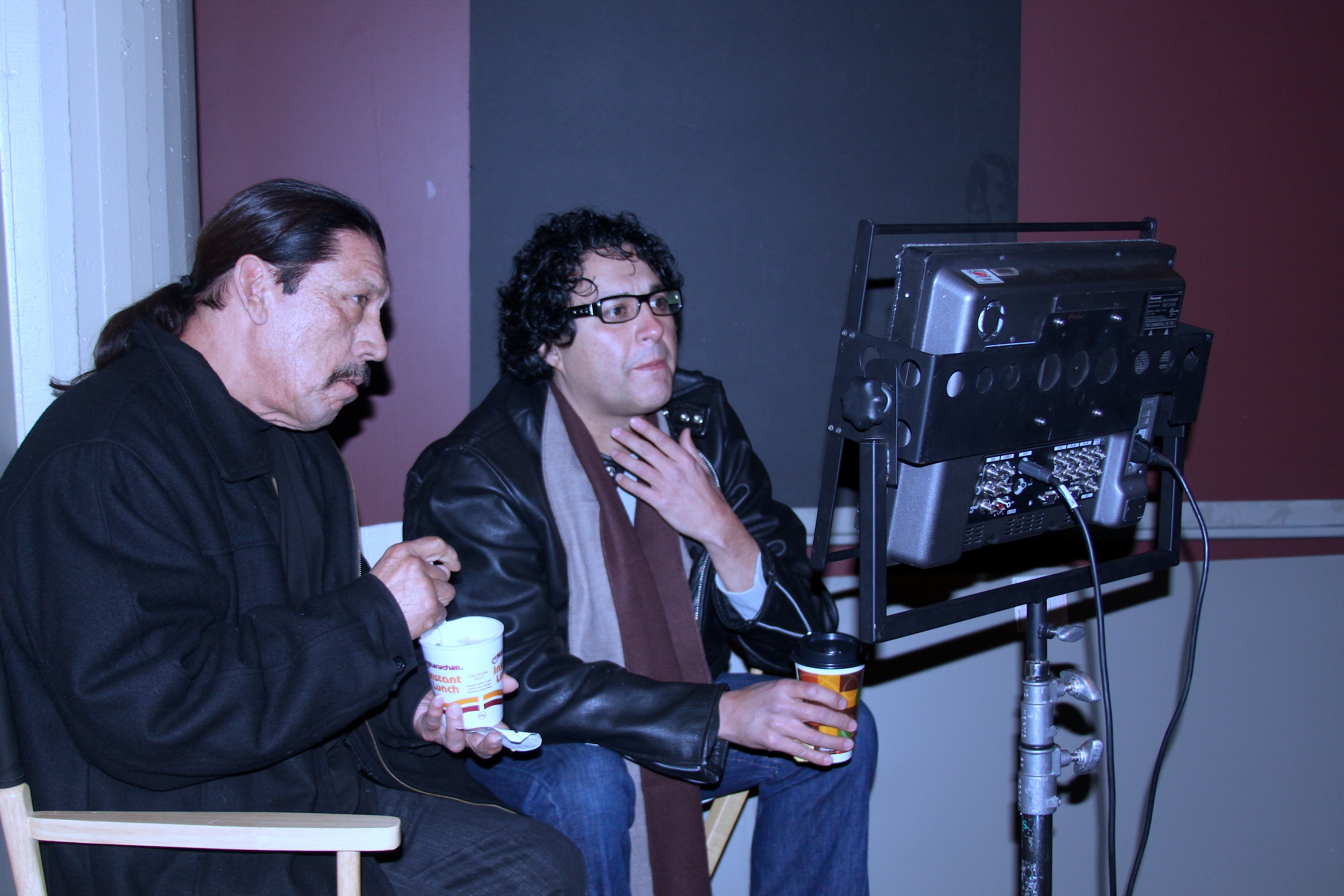 Danny Trejo,Gil Medina on the set of Vengeance