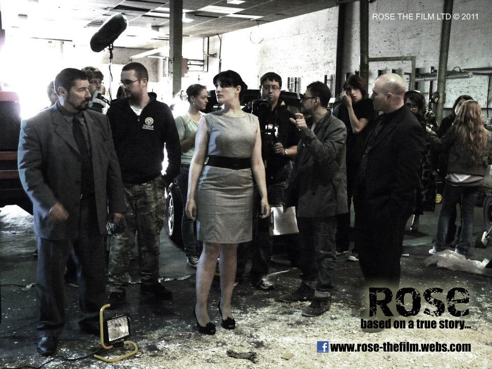 ROSE - BEHIND THE SCENE STILL: Mike Mitchell as Blondie, Sound Recordist Alexander Kelly, Lucy White as Magdalena, DOP Jason Impey, Director Kemal Yildirim and Ryan Hunter as Baldo.