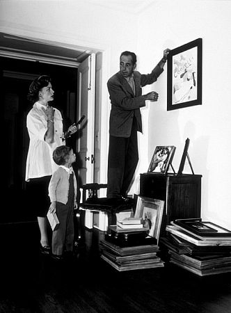 Humphrey Bogart, Lauren Bacall, and their son, Stephen, at home in Los Angeles, CA, 1952.