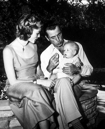 Humphrey Bogart, Lauren Bacall, and their son, Stephen, circa 1949.