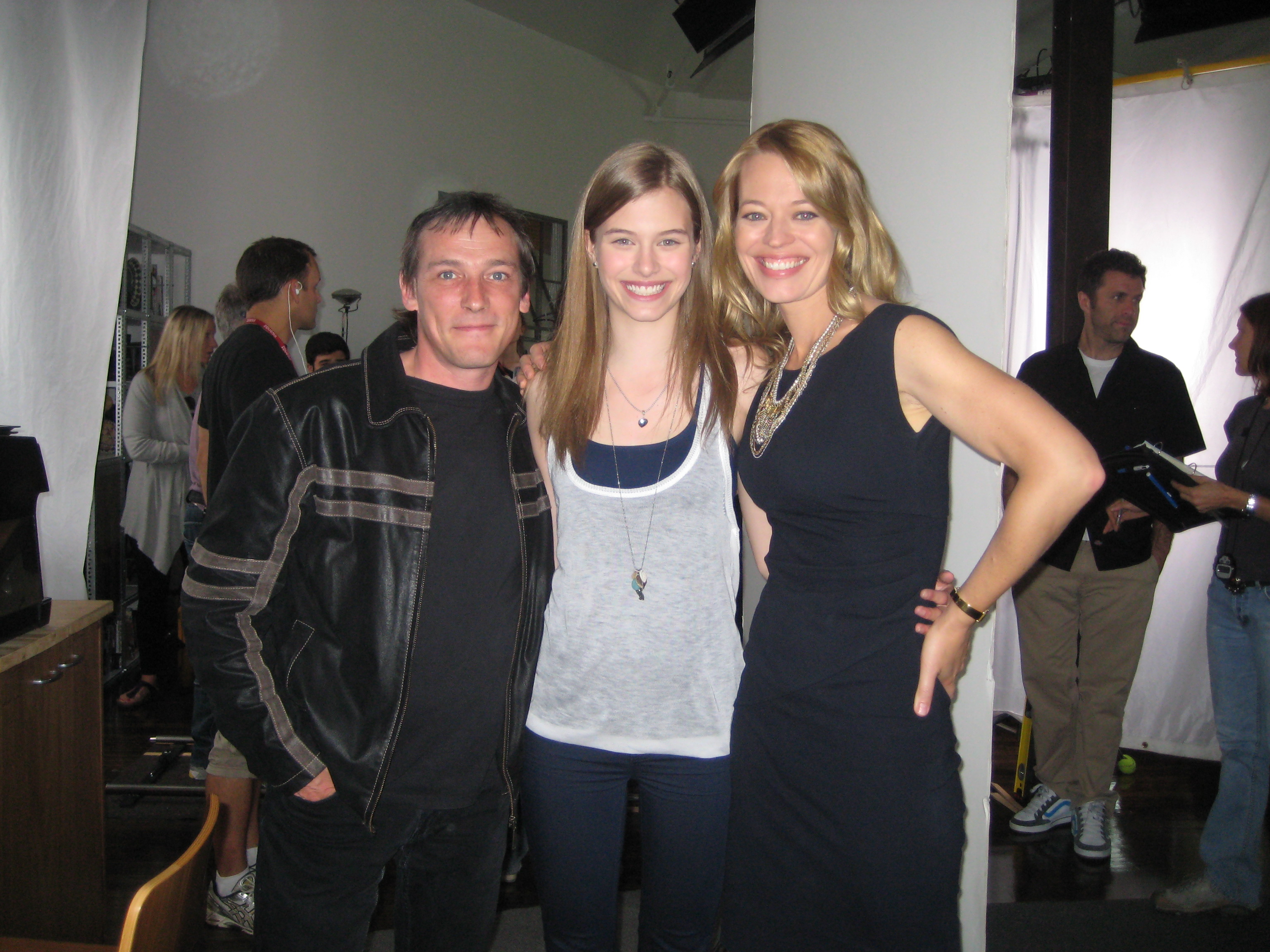 Tiera with Jeri Ryan and Louis Belanger on the set of 