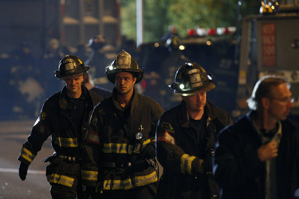 Still of Randy Flagler, Jesse Spencer and Taylor Kinney in Chicago Fire (2012)