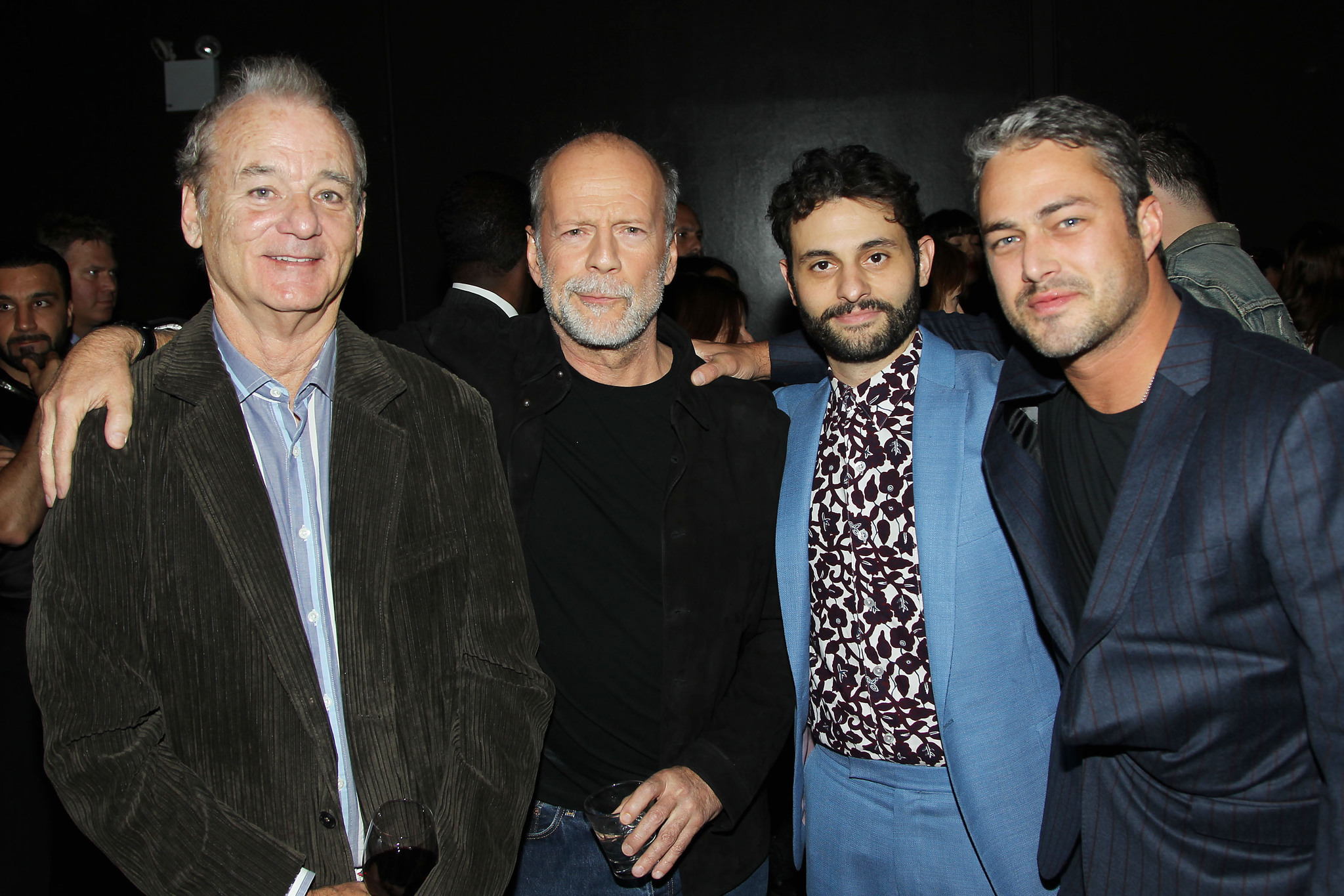 Bill Murray, Bruce Willis, Arian Moayed and Taylor Kinney at event of Rock the Kasbah (2015)