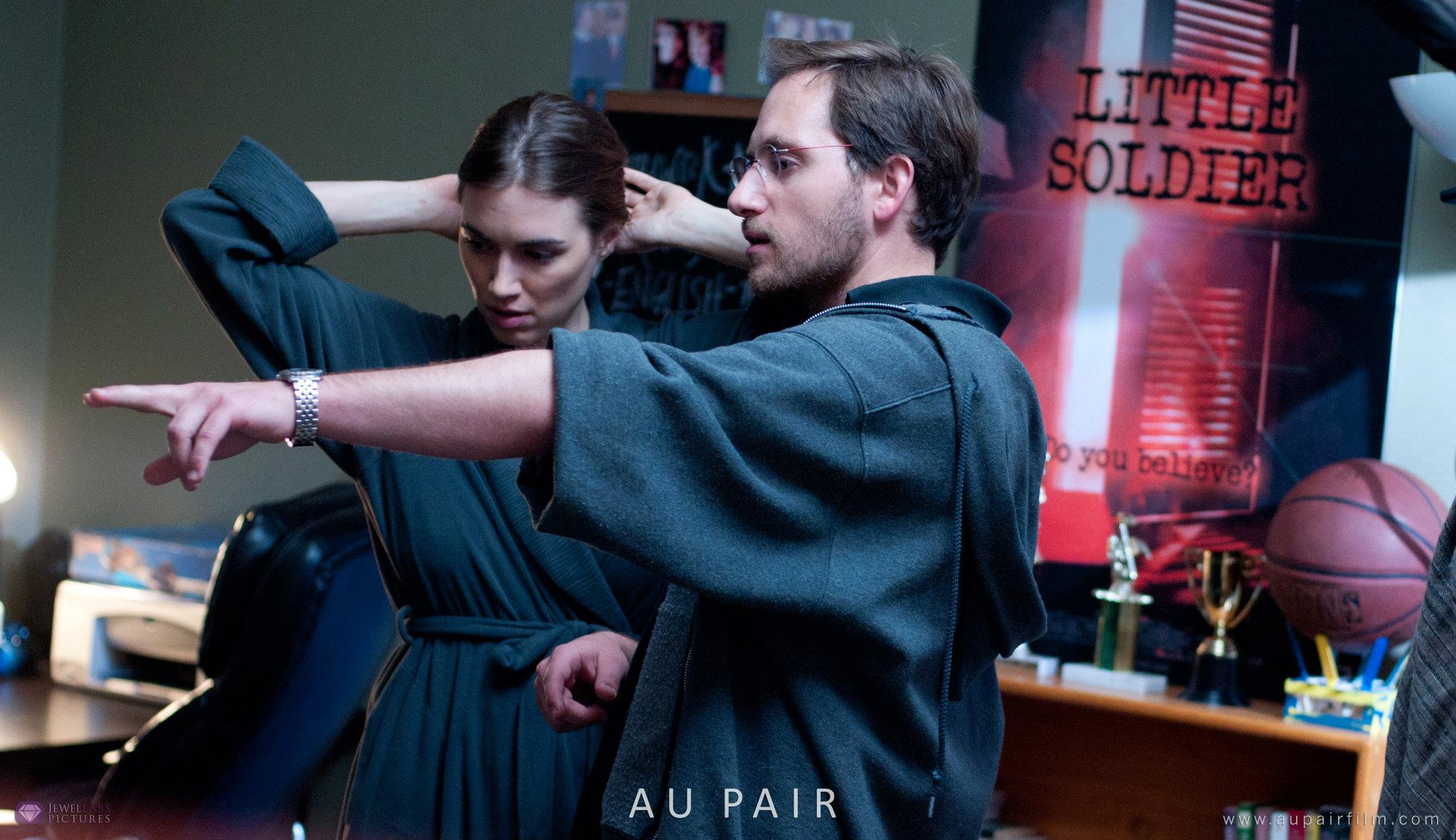 Kaitlin Ferrell, Paul Reisinger, on the set of Au Pair