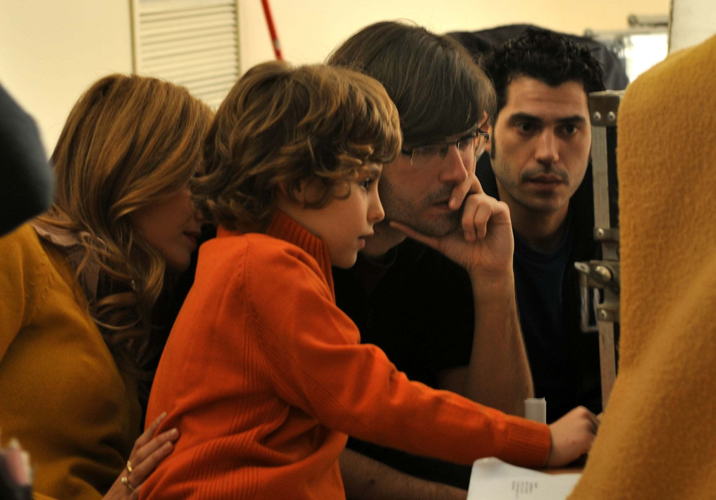 Adrian Poveda, Jaydy Michel, Miguel Camino and Javier Dampierre looking at the scene just shot