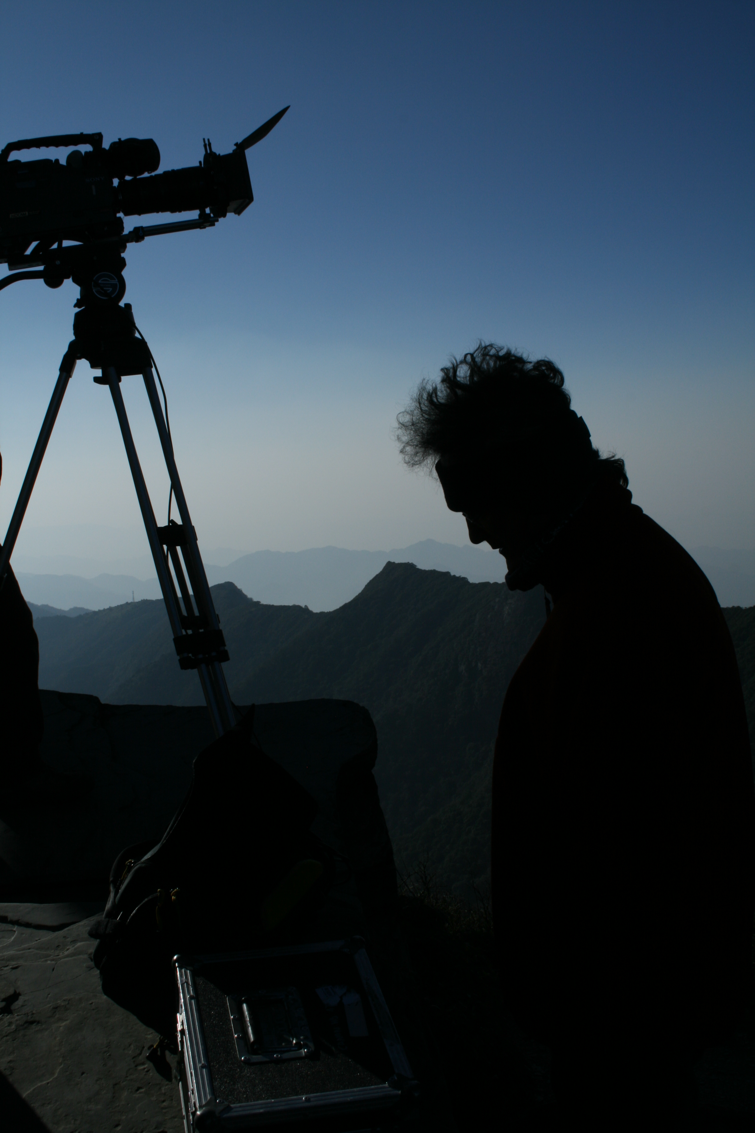 Larry Levene filming in Huanglong, China