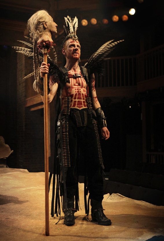 Brian Ferguson in a scene from A Soldier in Every Son - The Rise of the Aztecs. Royal Shakespeare Company, July 2012. Costume design: Eloise Kazan