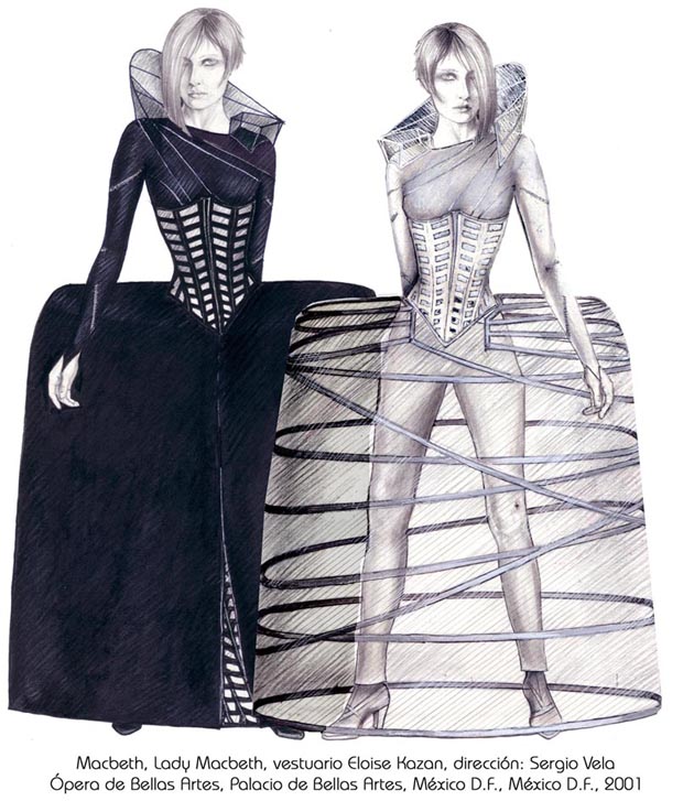 costume design for Lady Macbeth by Eloise Kazan, Macbeth by Giuseppe Verdi, Director: Sergio Vela, Ópera de Bellas Artes, Mexico City, 2001