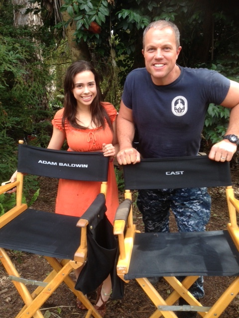 Adam Baldwin and Janelle Marie on Set of The Last Ship