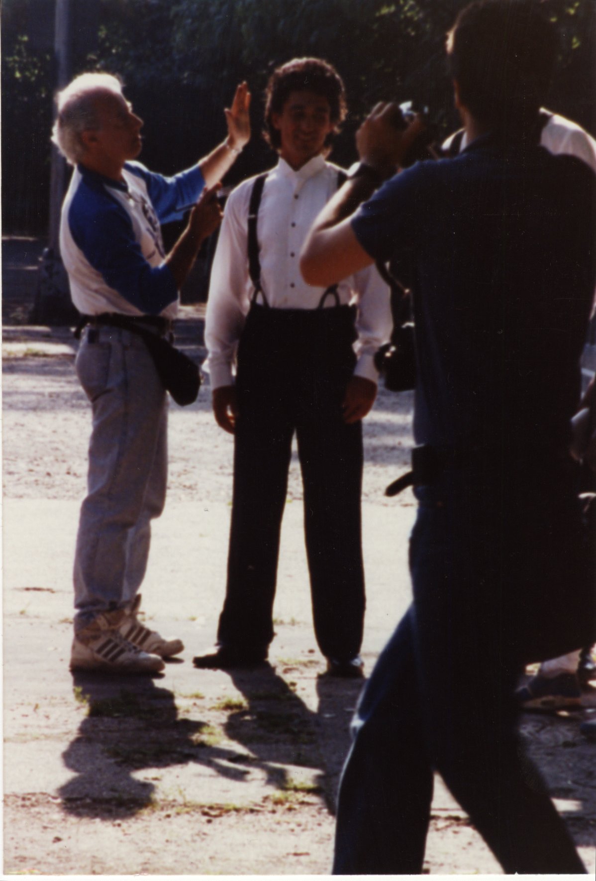 David getting some last minute costume and make-up, before doing a daring horse to horse galloping transfer and rescue of Ann Heche on Another World.