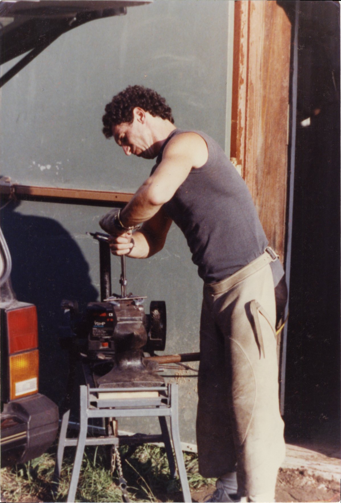 David preparing a shoe for Dusty Darling.