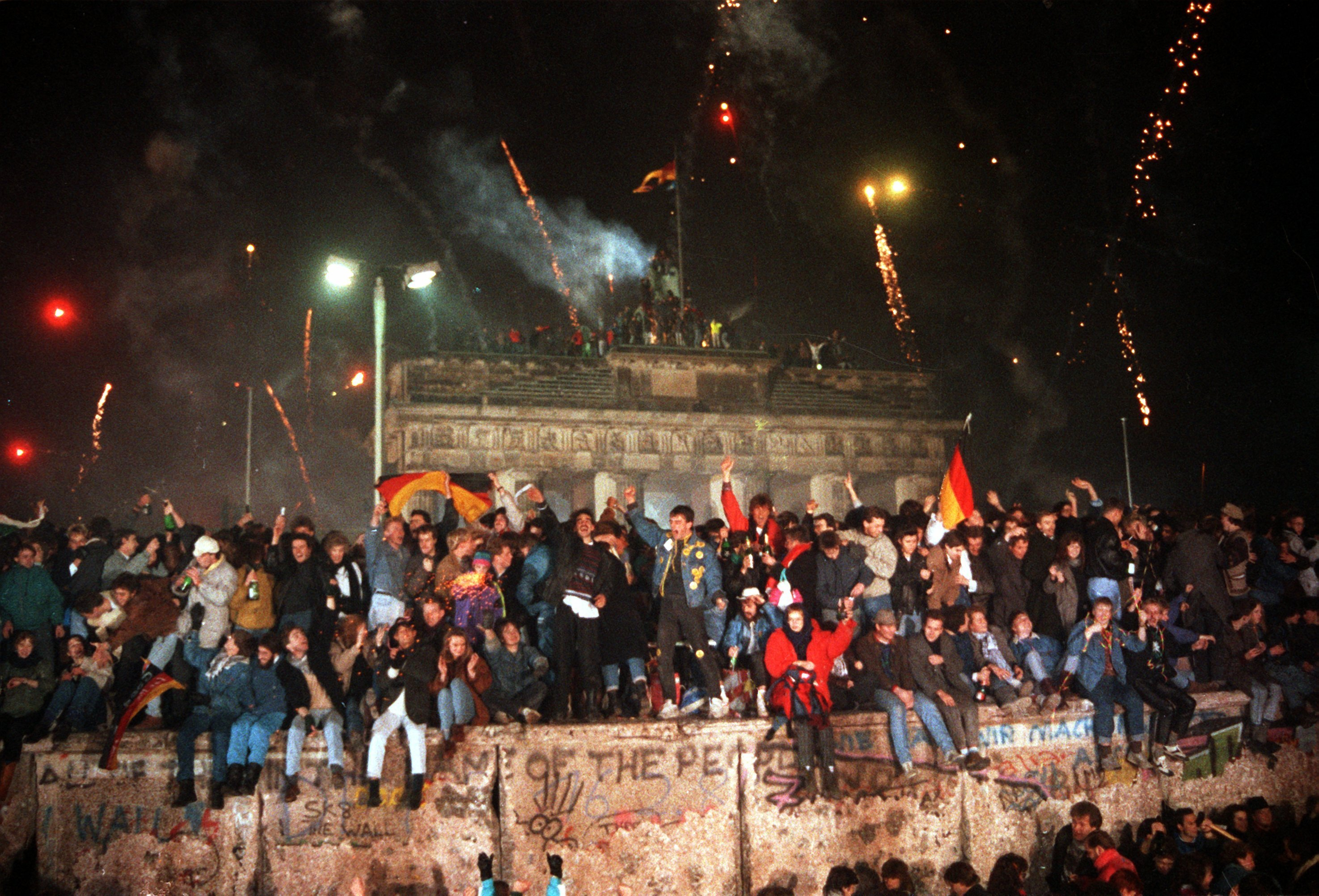Celebration at the fall of the Berlin Wall, and Beethoven's Ninth Symphony was there.