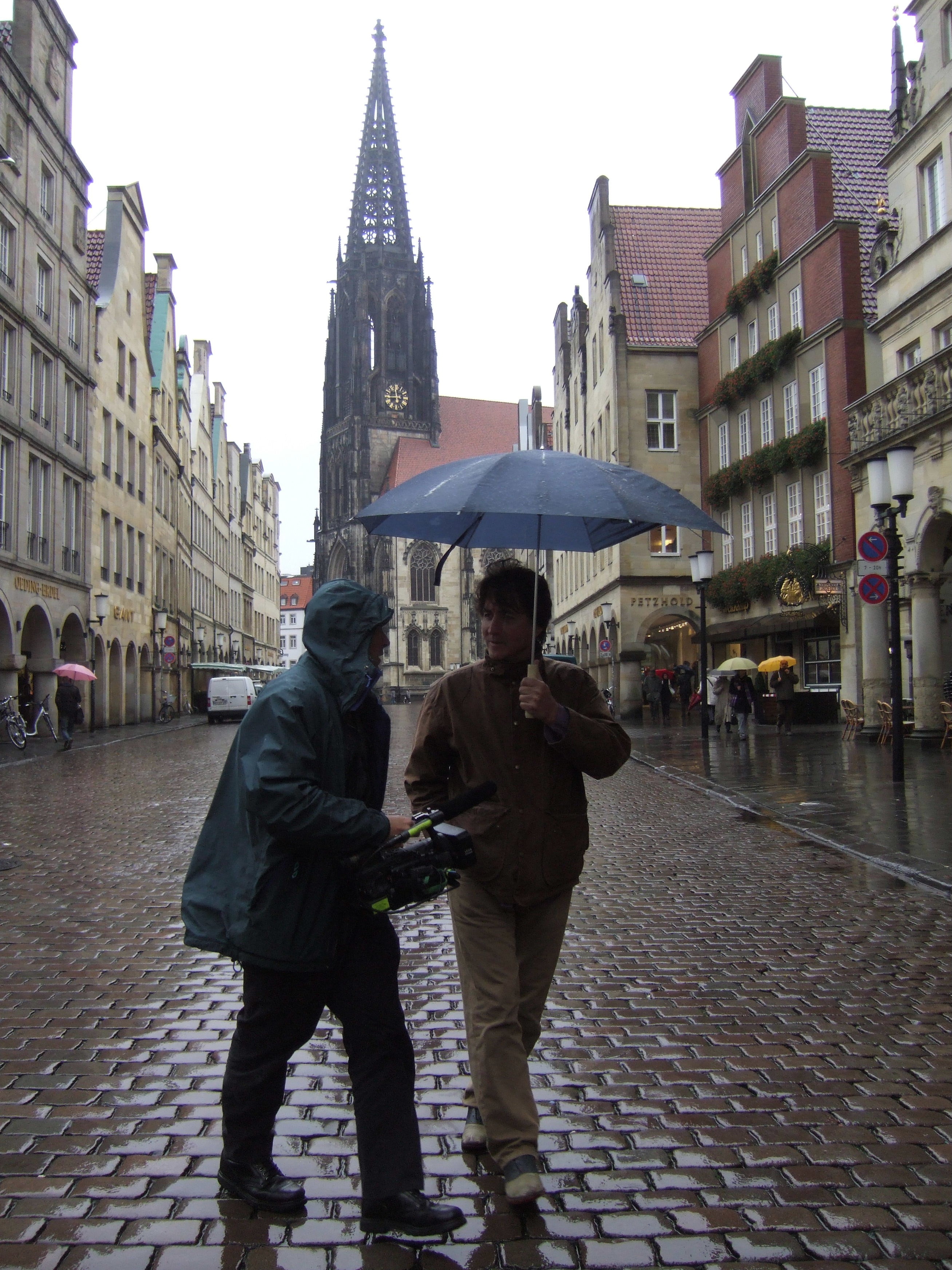 Talking about the next shot with DP Nick Higgins in Muenster, Germany, for Following The Ninth