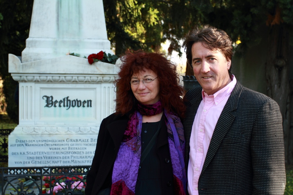 With Isabel Lipthay at Beethoven's grave, Vienna, for Following The Ninth