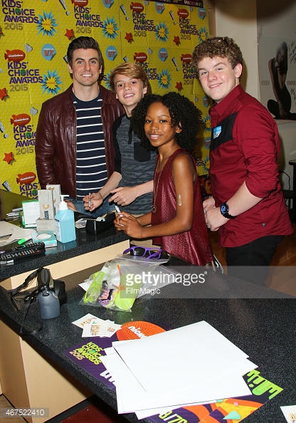 Actors Cooper Barnes, Jace Norman, Riele Downs and Sean Ryan Fox attend Nickelodeon's talent bring The Kids Choice Awards experience to Children's Hospital Los Angeles at The Children's Hospital Los Angeles on March 25, 2015 in Los Angeles, California.