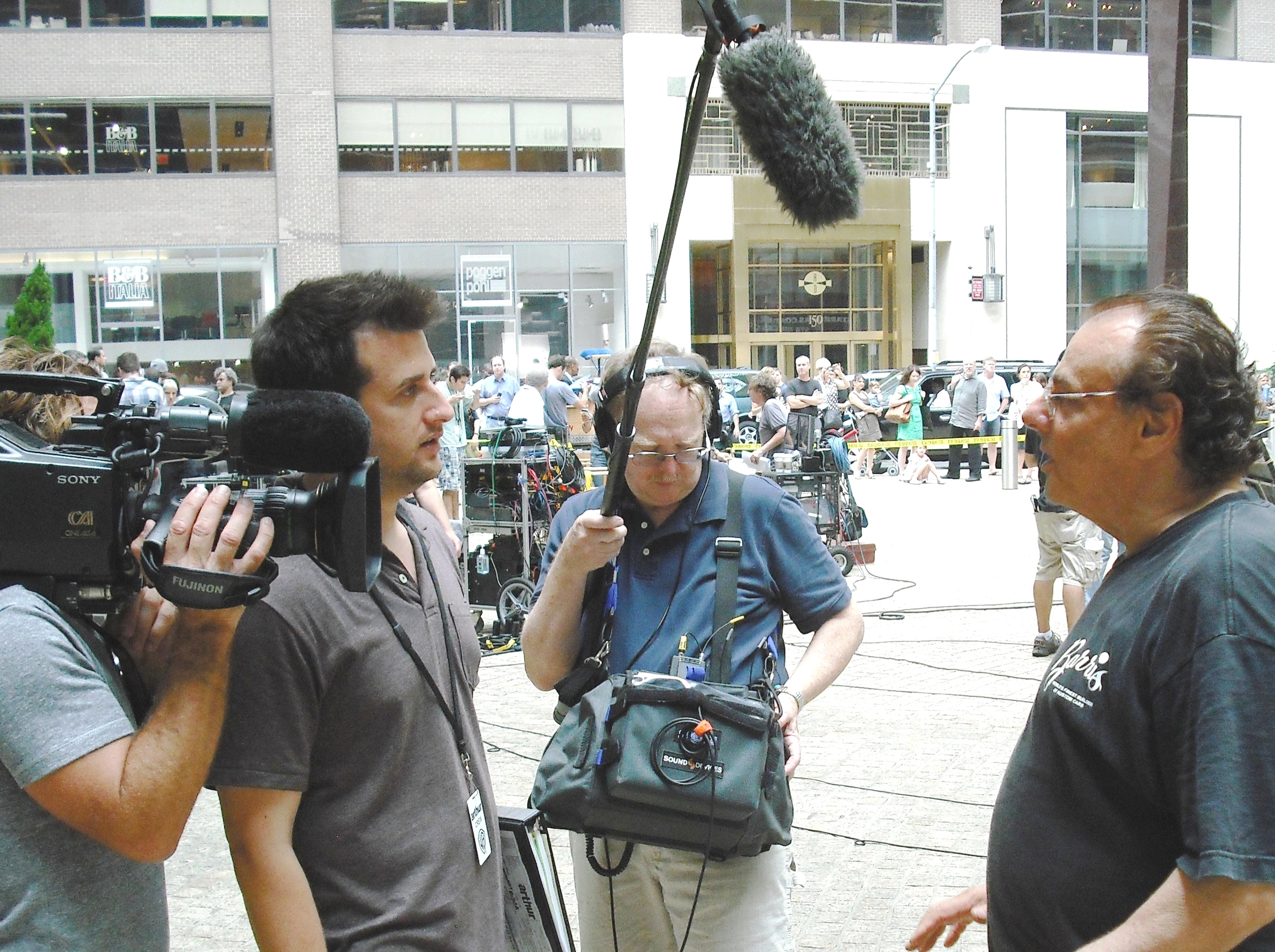 being interviewed on the set of Arthur